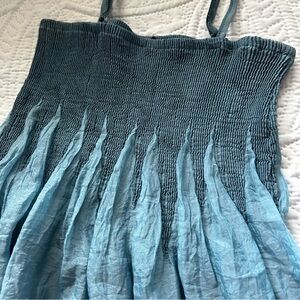 Anthropology Lapis Blue Smocked Maxi Dress